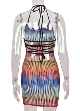 Gradient Mesh Mini Dress