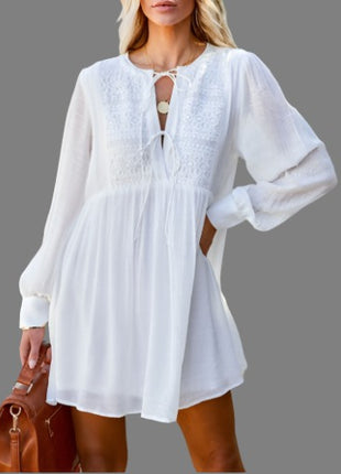 Long Sleeve V-neck Loose Casual Dress - 01 big store