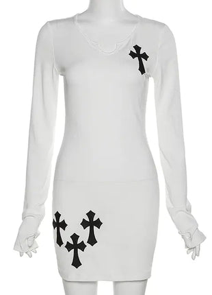 Cross Printed Mini Dress