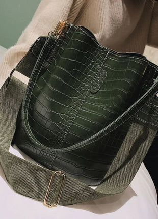 Blake Shoulder Bag -Olive Croc