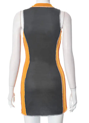 Sleeveless Zipper Mini Dress