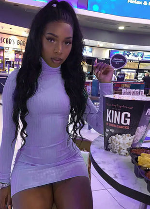 Victoria Ribbed Turtleneck Mini Dress