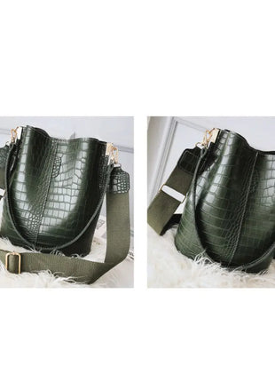 Blake Shoulder Bag -Olive Croc