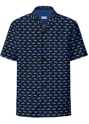 Midnight Whale Party Button Down Hawaiian Shirt - Coastal Summer 2024 Collection