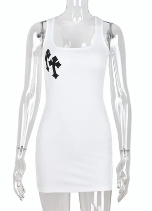 Cross Printed Mini Dress