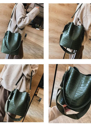 Blake Shoulder Bag -Olive Croc