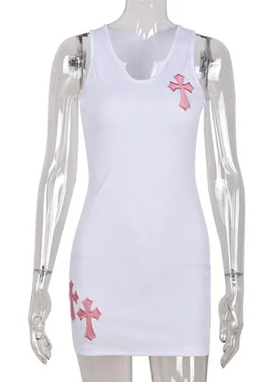 Cross Printed Mini Dress