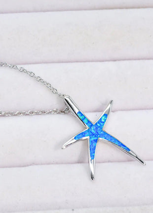 Opal Starfish Pendant Necklace