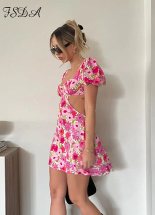 Hollow Out Boho Mini  Dress