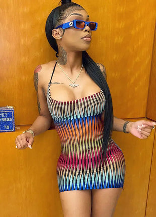 Gradient Mesh Mini Dress