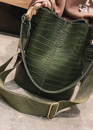 Blake Shoulder Bag -Olive Croc