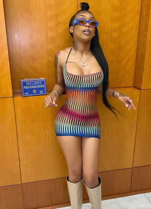 Gradient Mesh Mini Dress