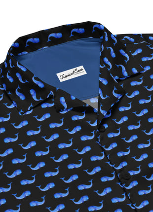 Midnight Whale Party Button Down Hawaiian Shirt - Coastal Summer 2024 Collection - 01 big store