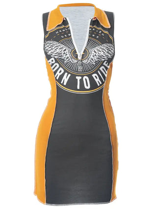 Sleeveless Zipper Mini Dress